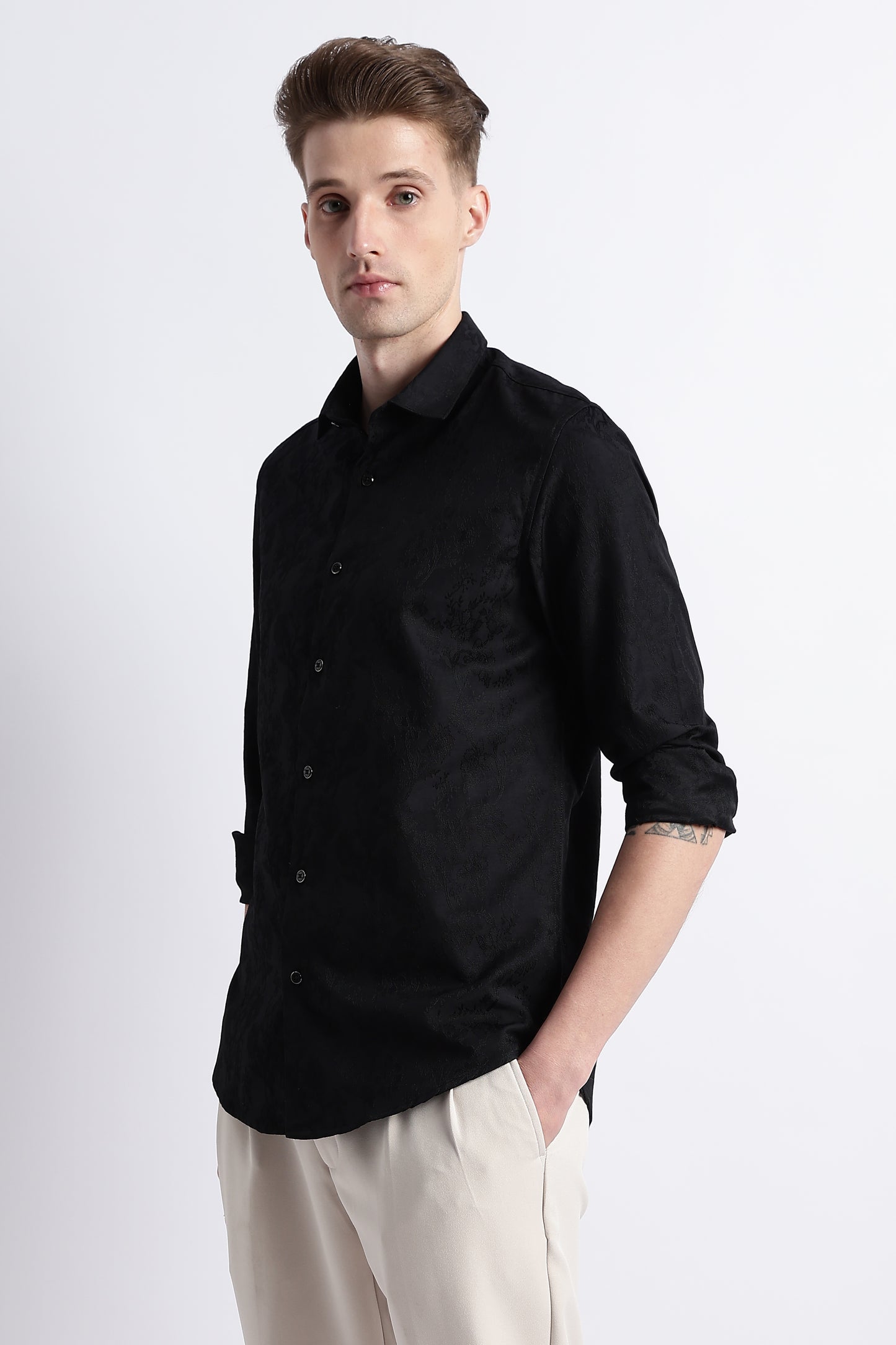 Textured Jacquard Shirt Black