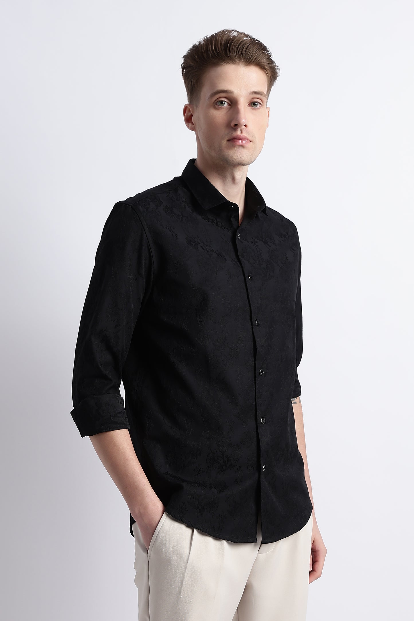 Textured Jacquard Shirt Black