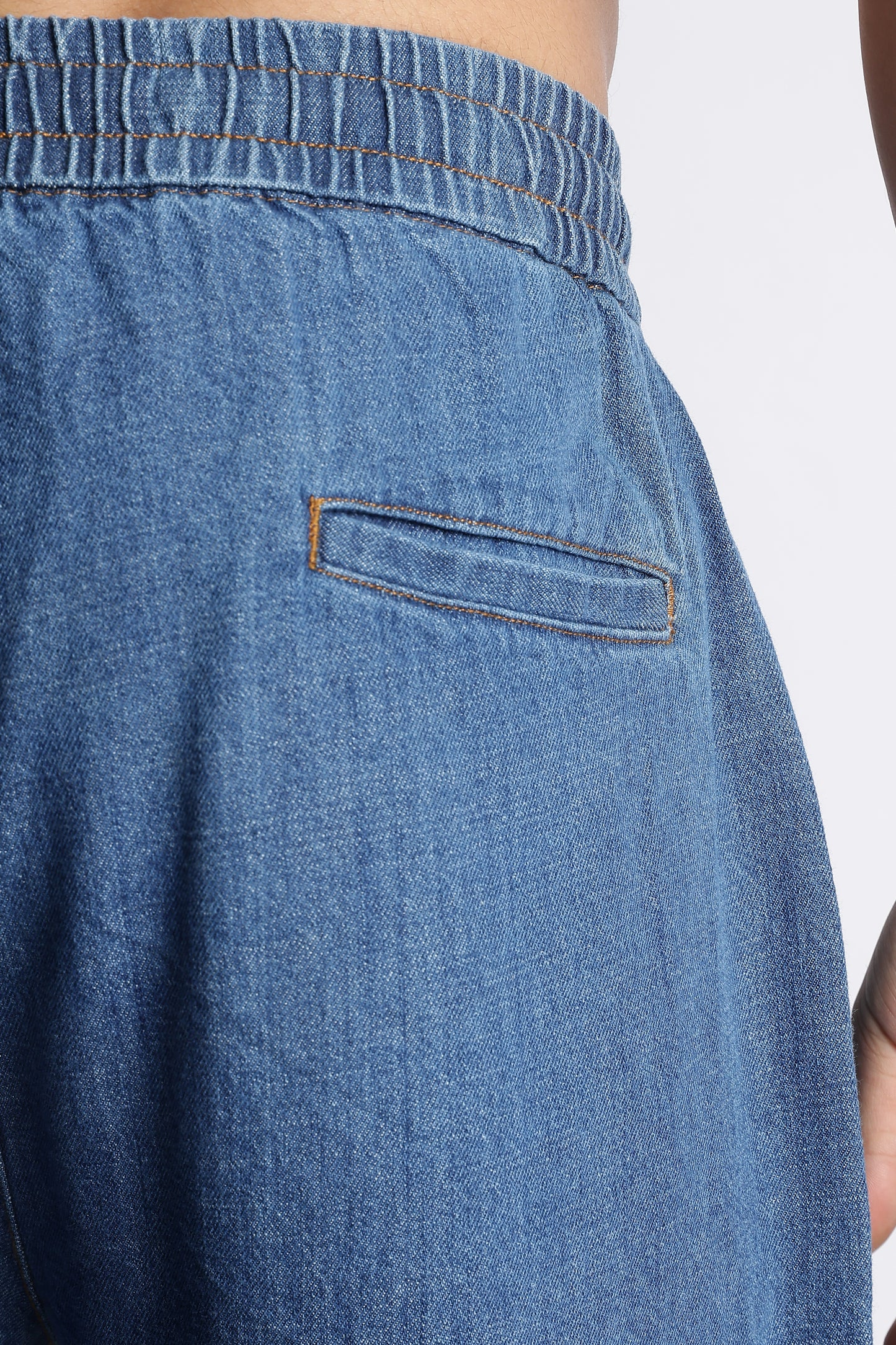 Mid Blue Drawstring Denim Pants