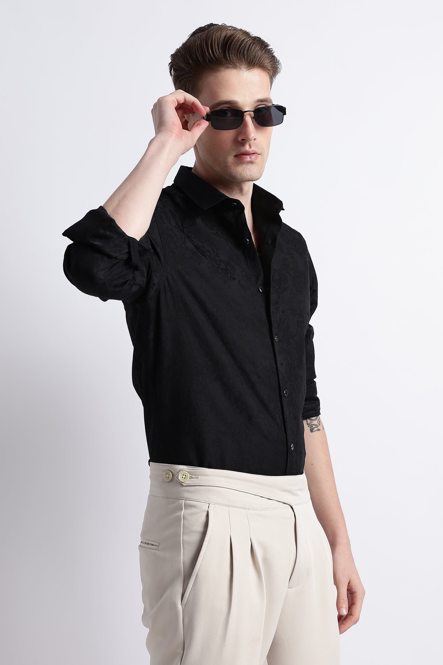 Textured Jacquard Shirt Black