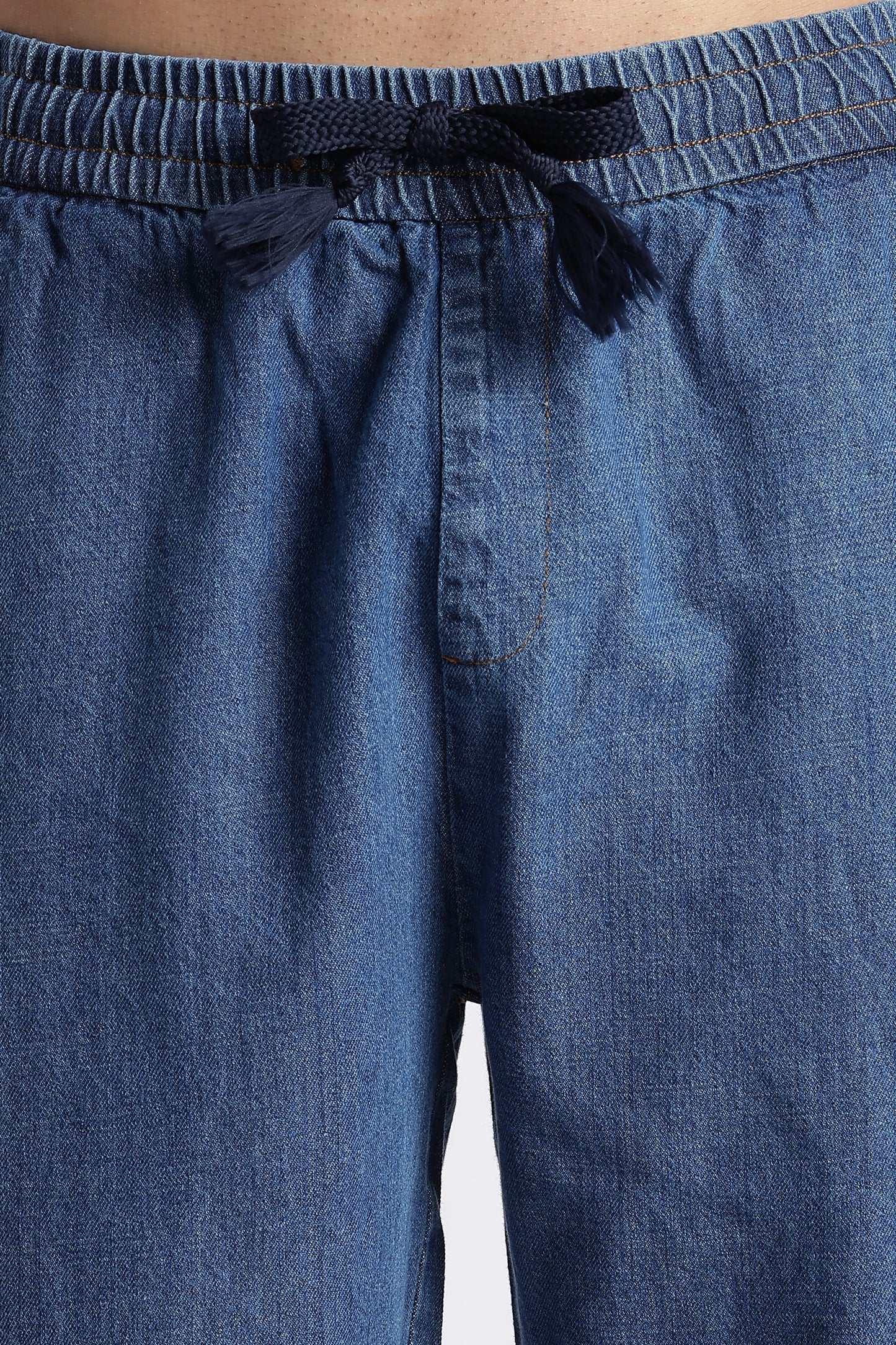 Mid Blue Drawstring Denim Pants