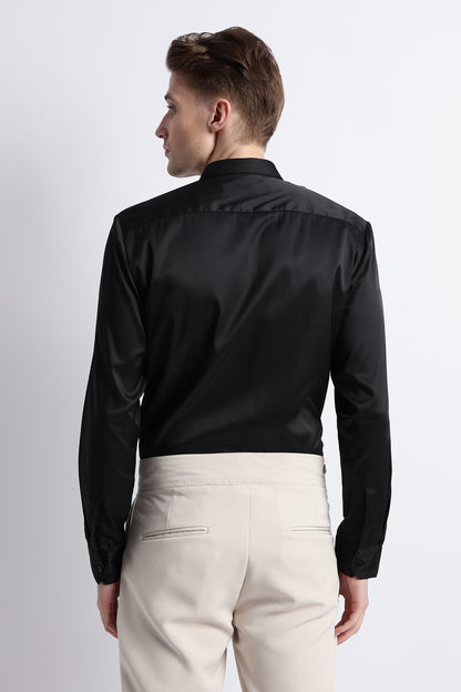 Smooth Satin Shirt Black