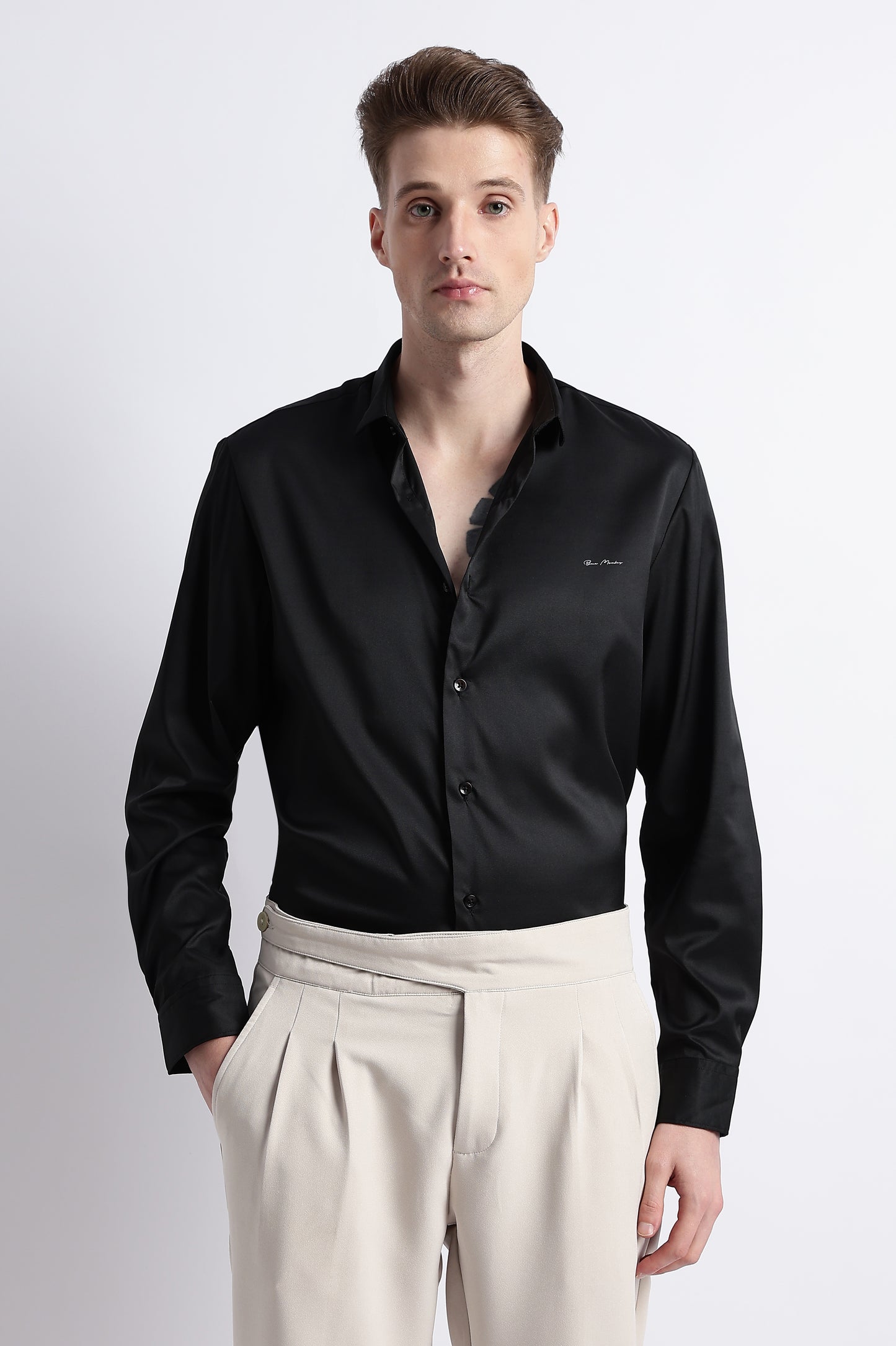 Smooth Satin Shirt Black