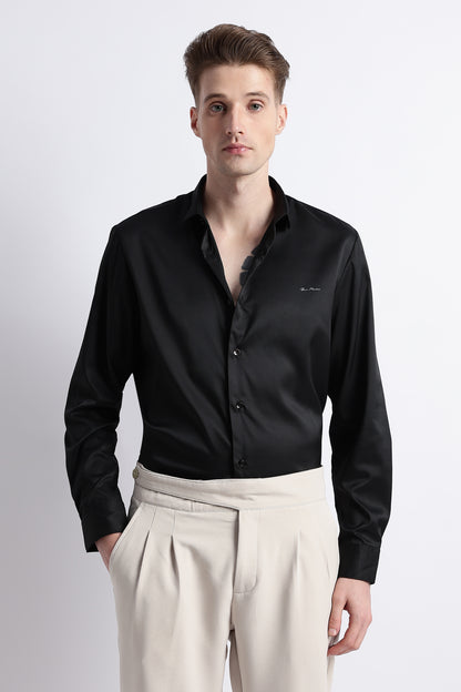 Smooth Satin Shirt Black