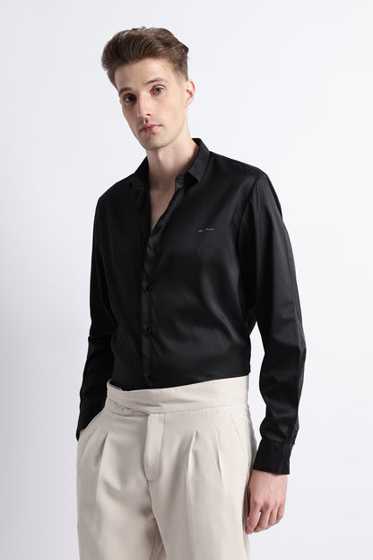 Smooth Satin Shirt Black