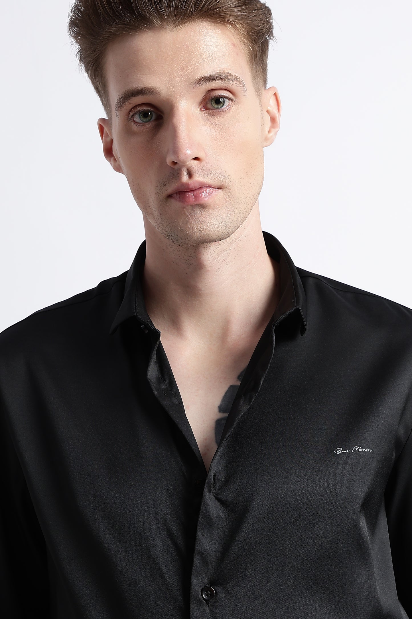 Smooth Satin Shirt Black