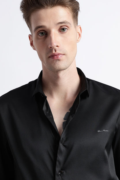 Smooth Satin Shirt Black