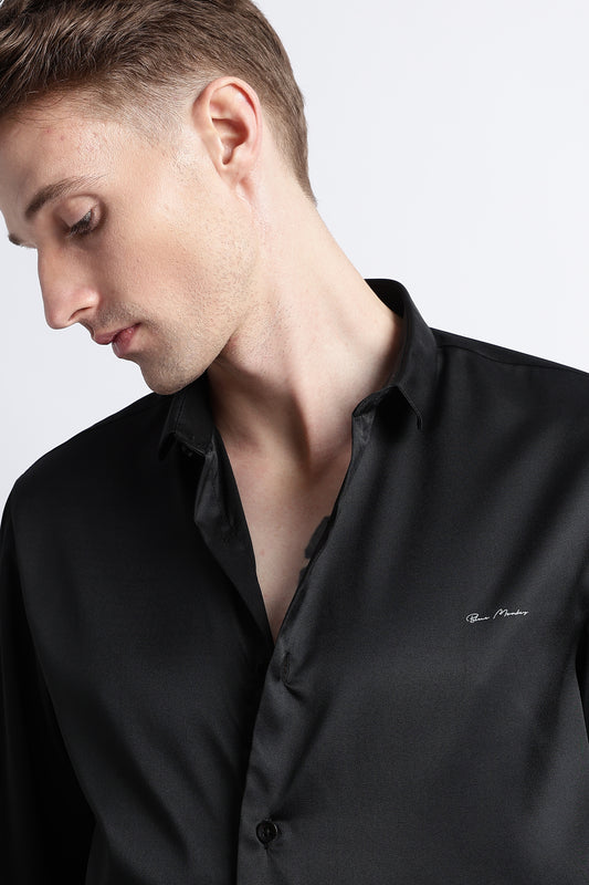 Smooth Satin Shirt Black