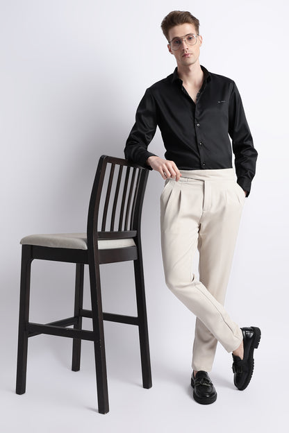 Smooth Satin Shirt Black