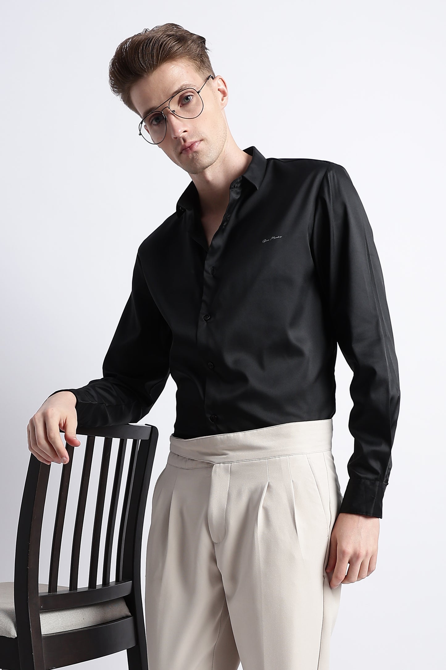 Smooth Satin Shirt Black