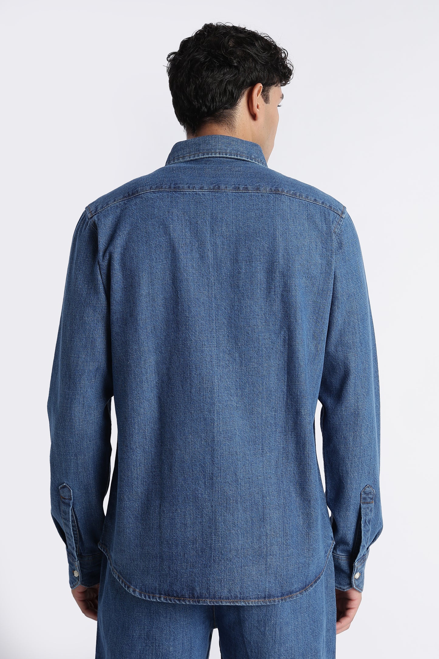 Mid Blue Denim Shirt for Men