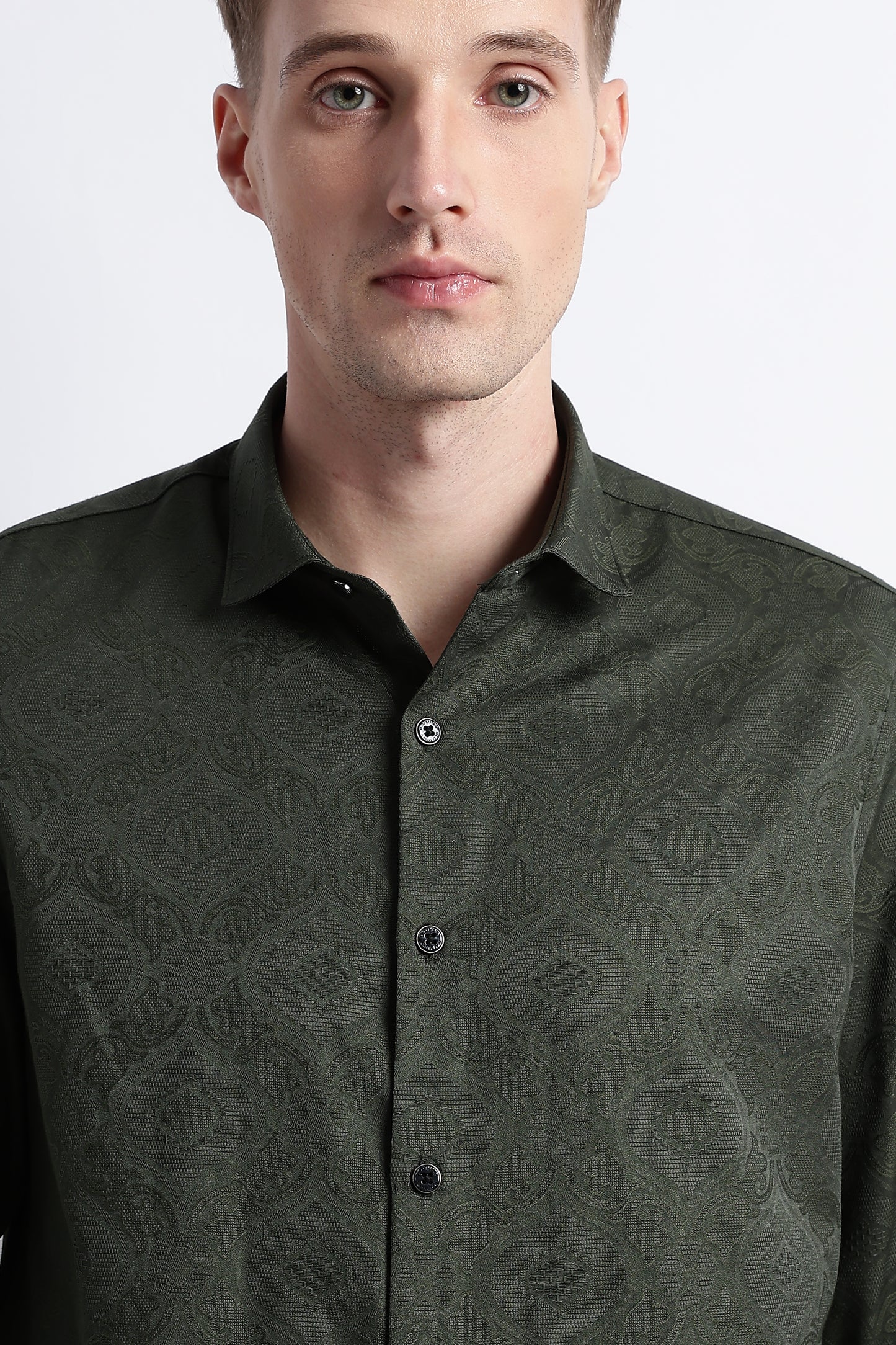 Textured Jacquard Shirt Olive