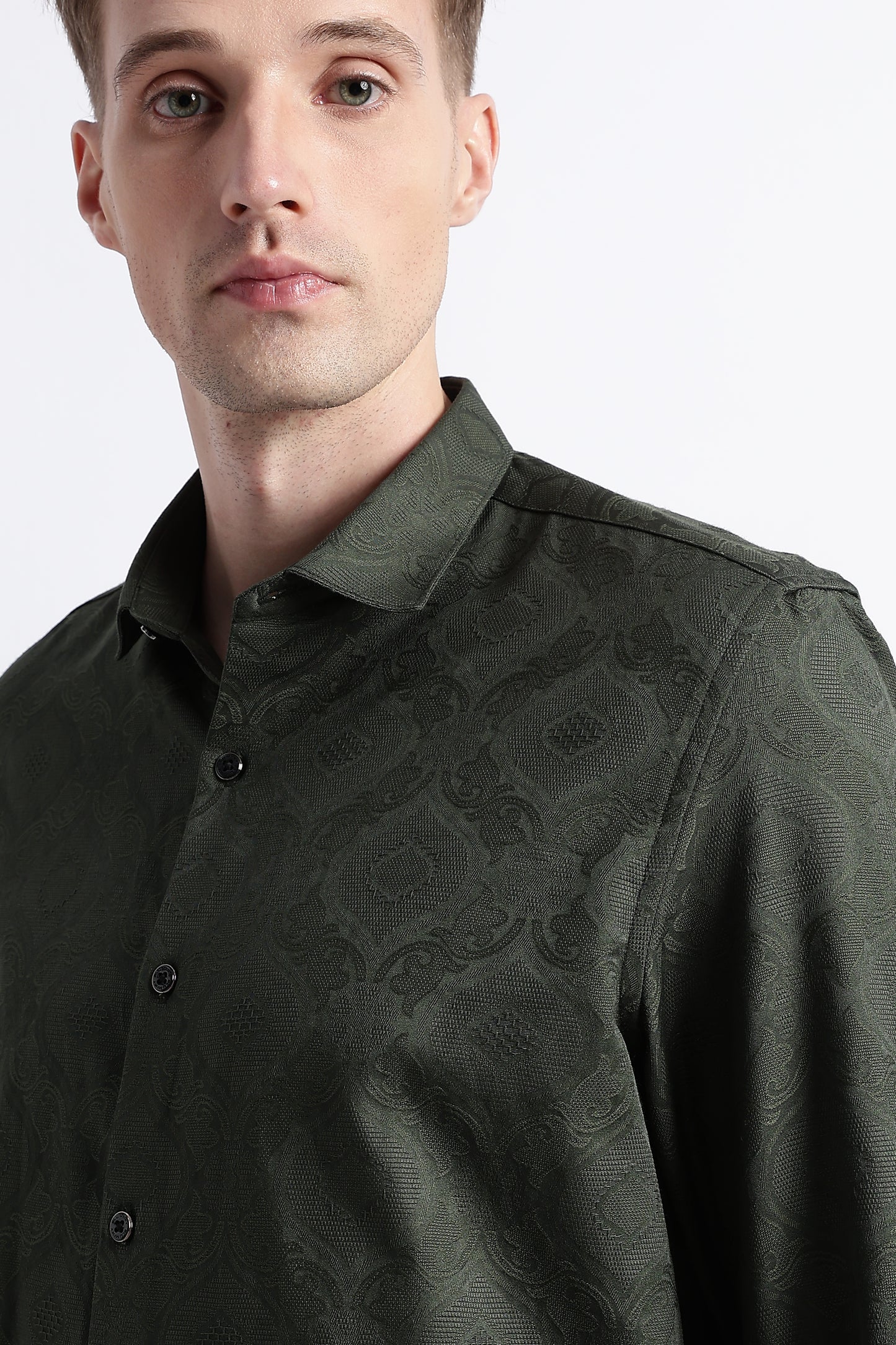 Textured Jacquard Shirt Olive