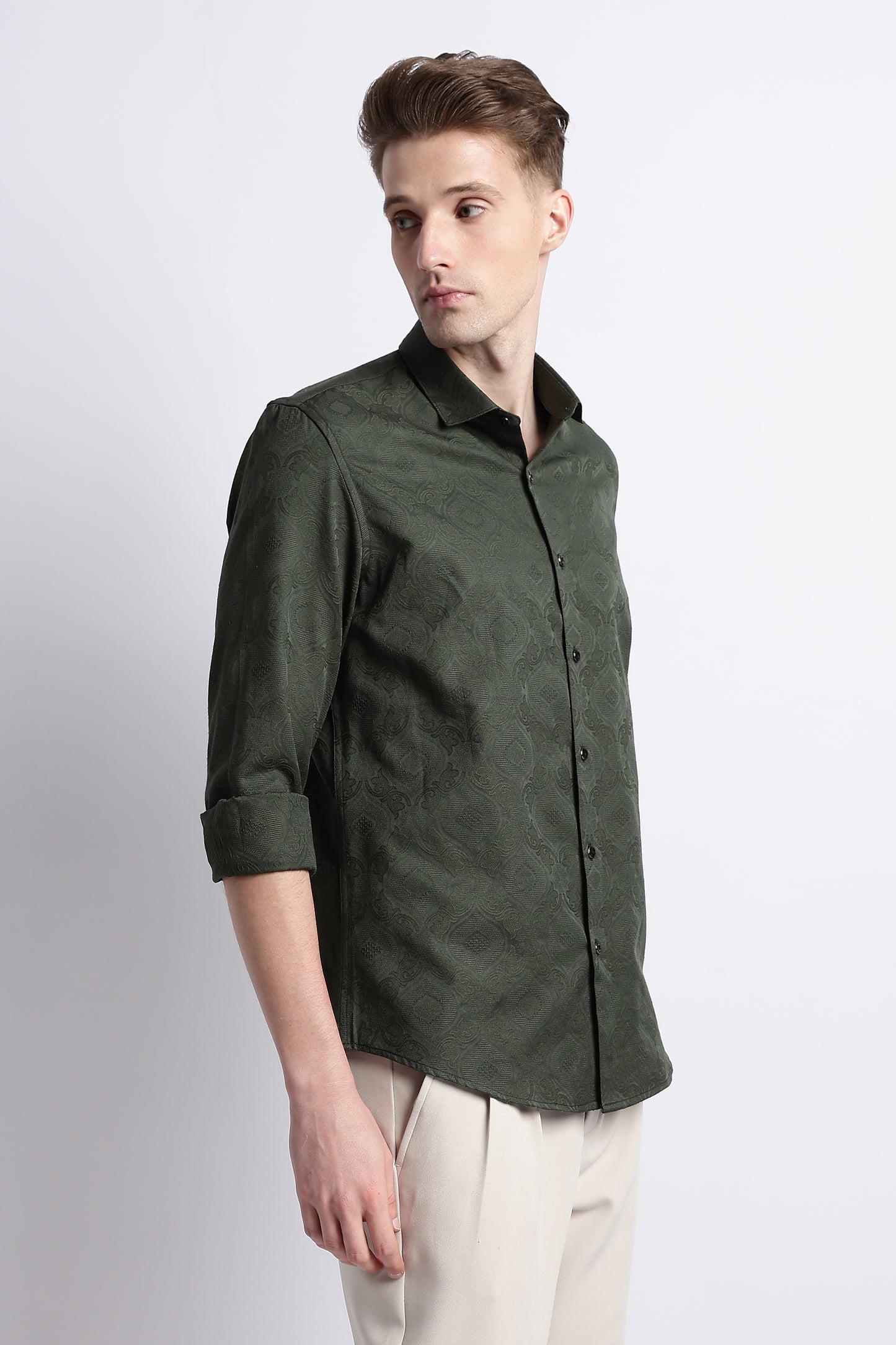 Textured Jacquard Shirt Olive