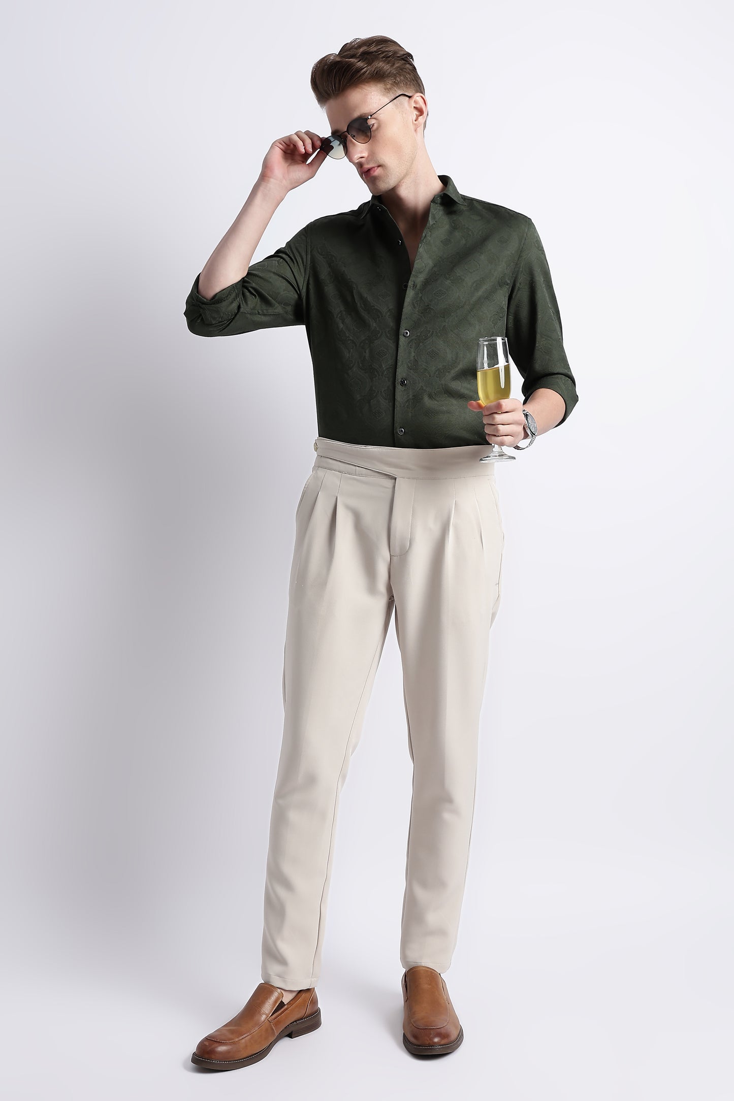 Textured Jacquard Shirt Olive