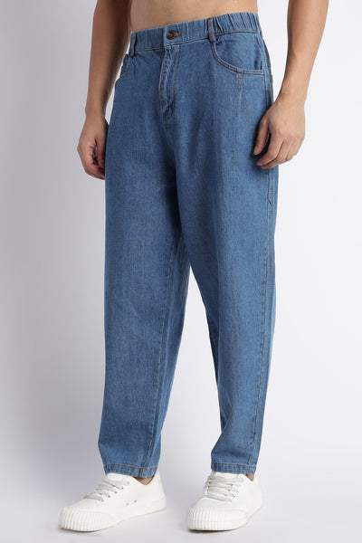 Men's Mid Blue Denim Balloon Fit Pants