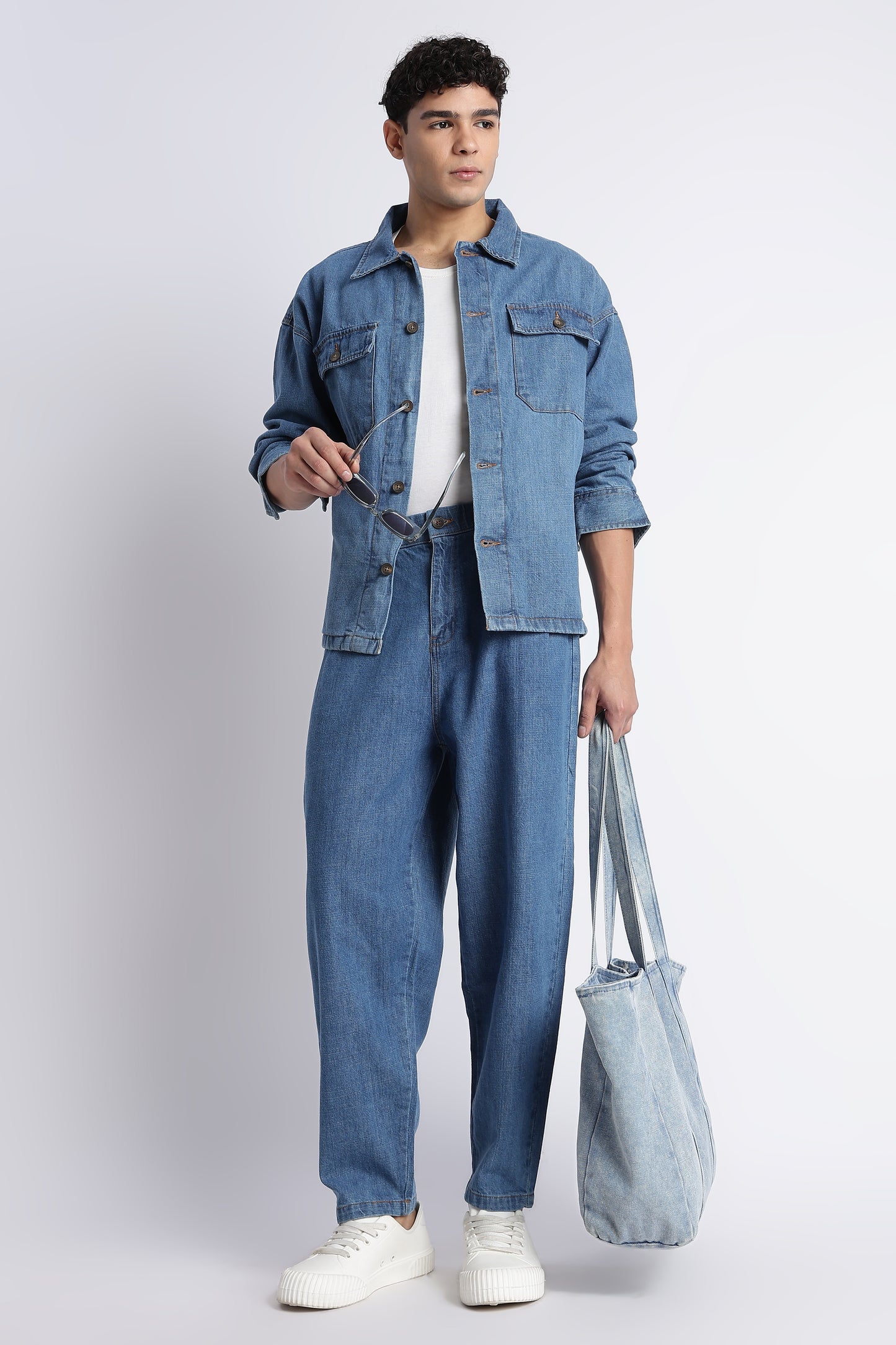 Mid Blue Baggy Jeans for Men