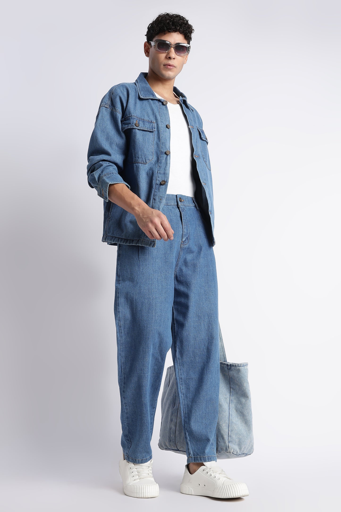 Mid Blue Baggy Jeans for Men