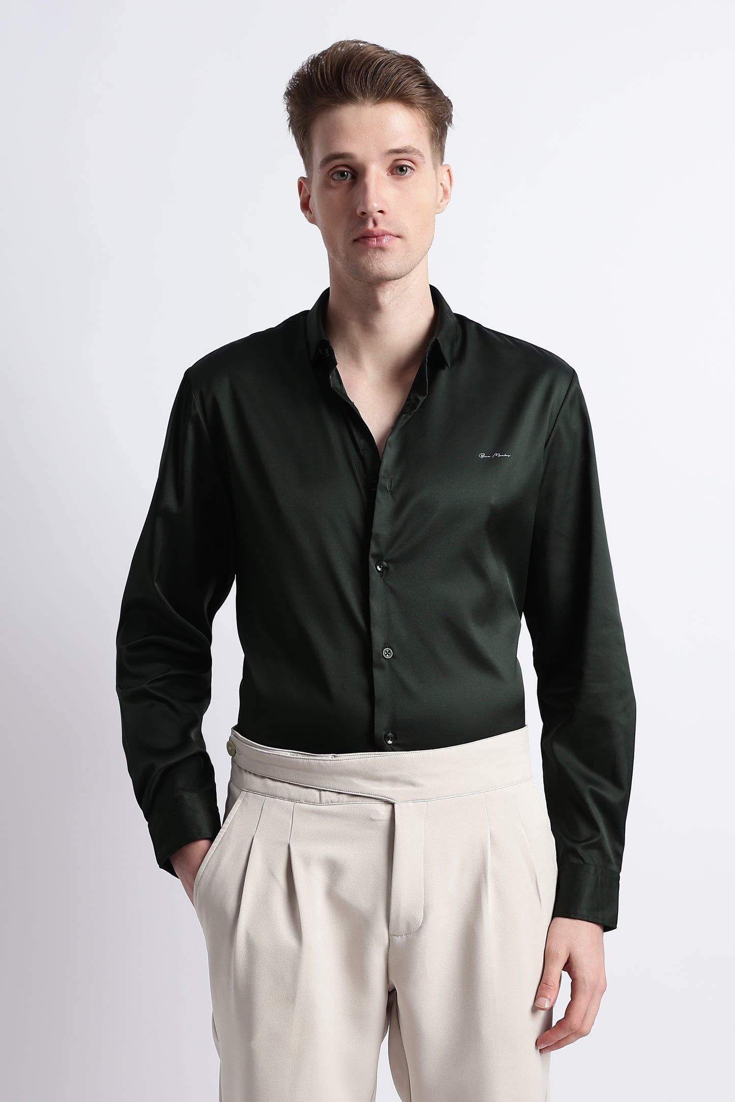 Smooth Satin Shirt Green