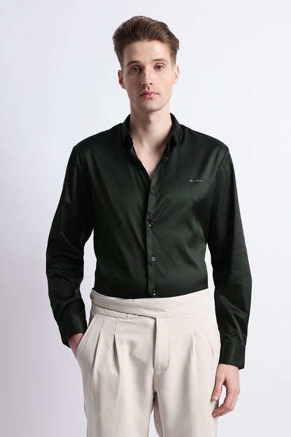 Smooth Satin Shirt Green