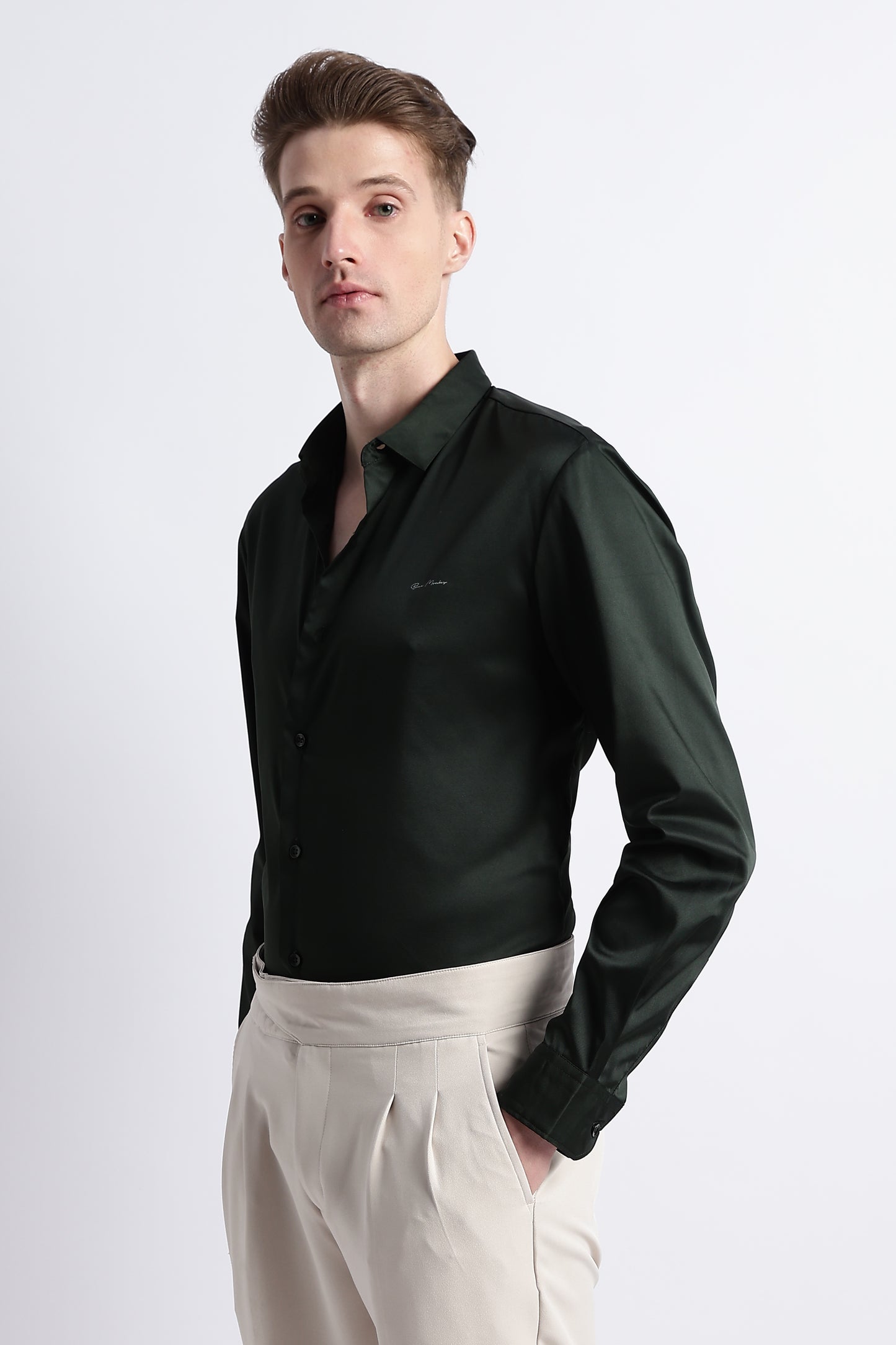 Smooth Satin Shirt Green
