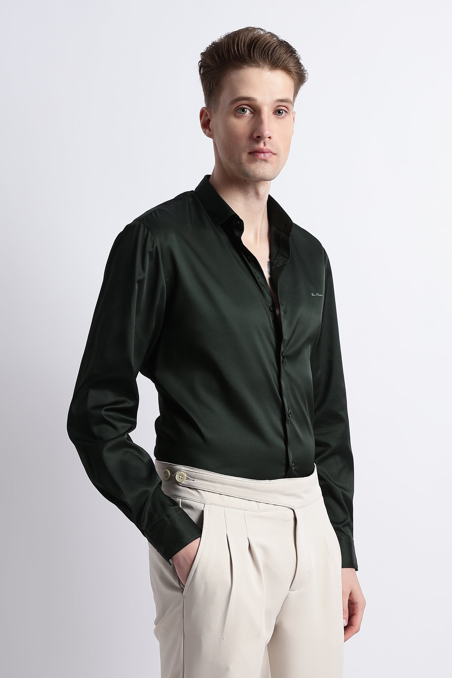 Smooth Satin Shirt Green