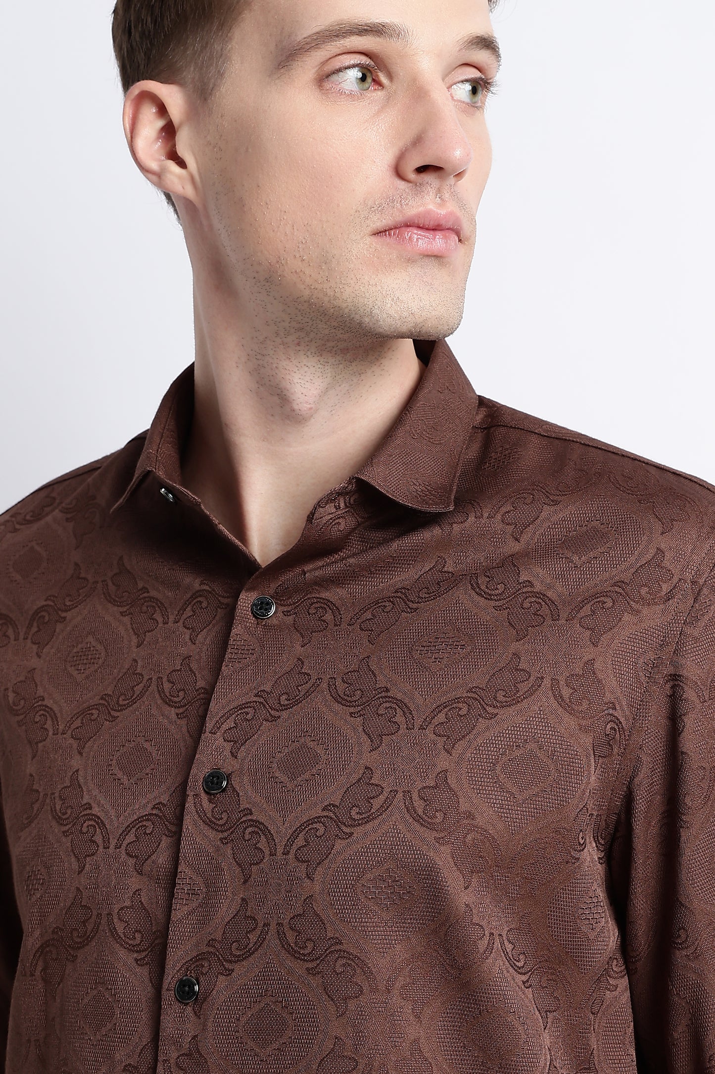 Textured Jacquard Shirt Dk Brown