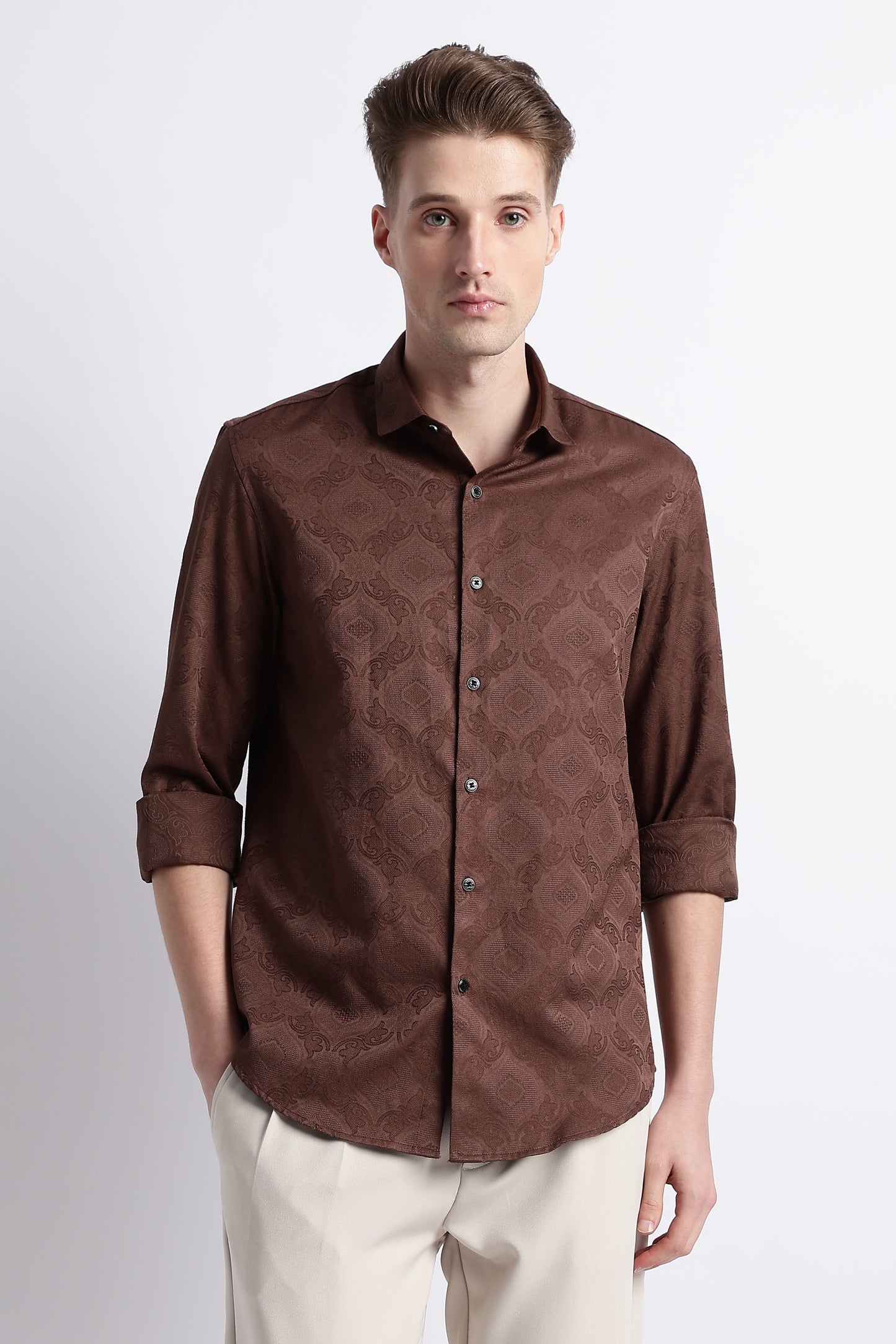 Textured Jacquard Shirt Dk Brown