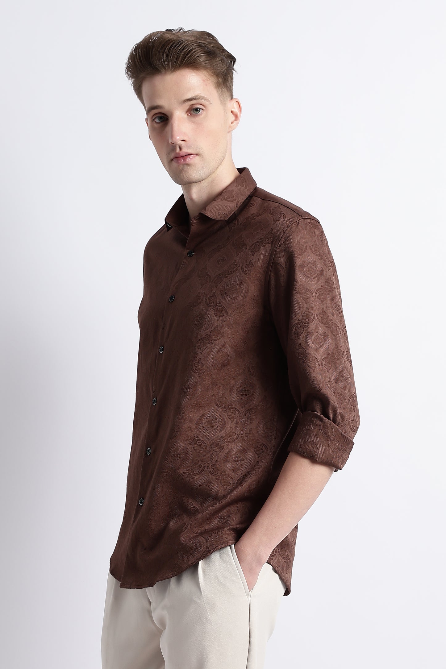 Textured Jacquard Shirt Dk Brown