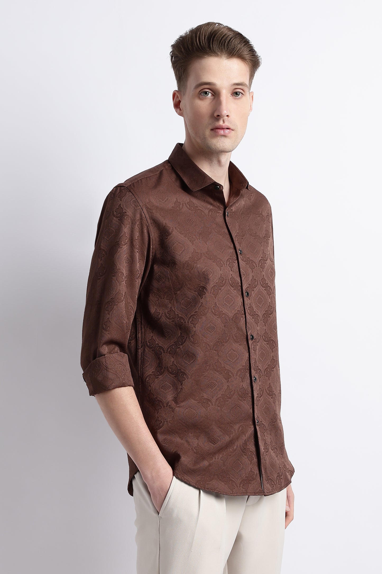 Textured Jacquard Shirt Dk Brown