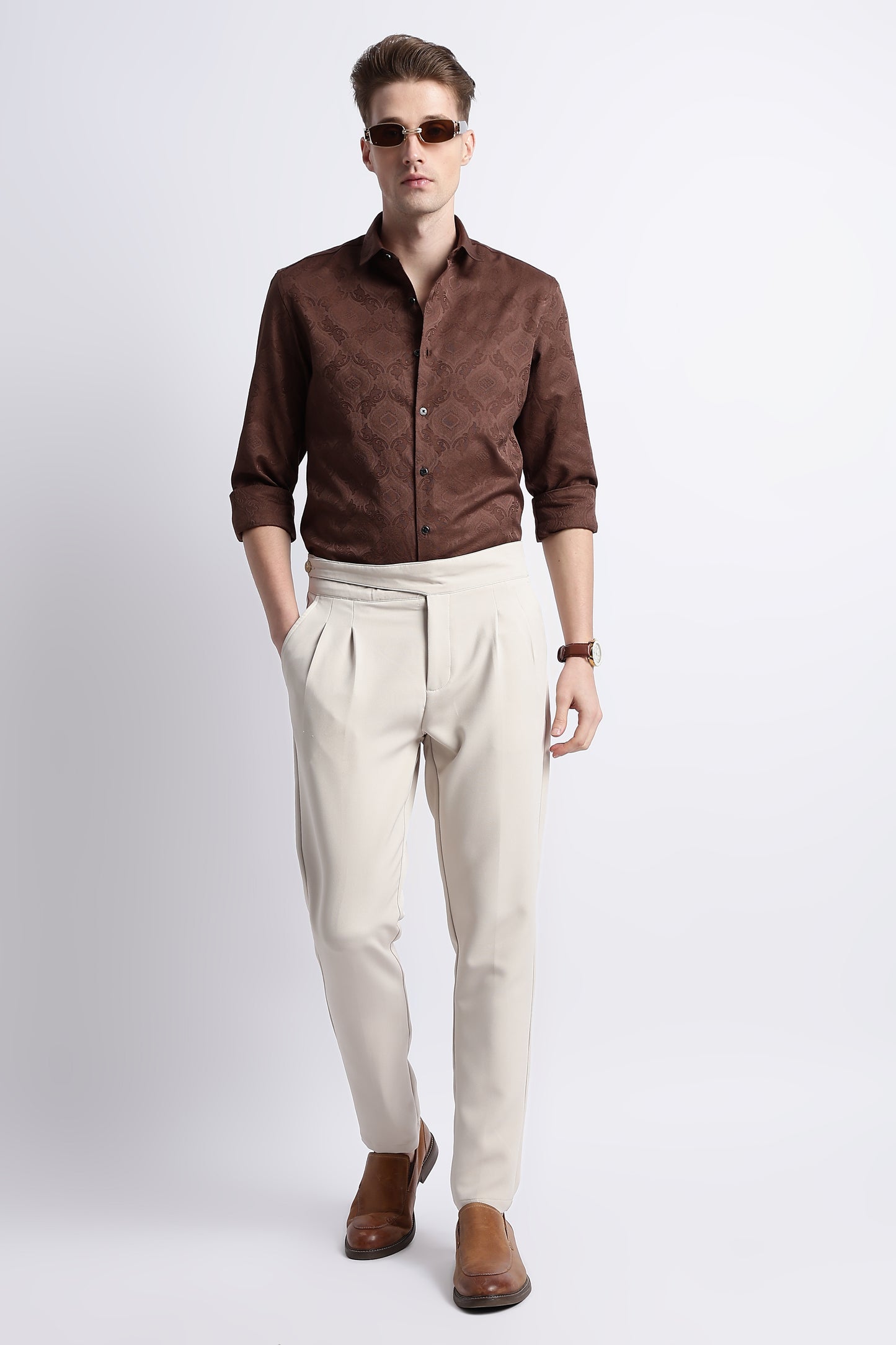Textured Jacquard Shirt Dk Brown