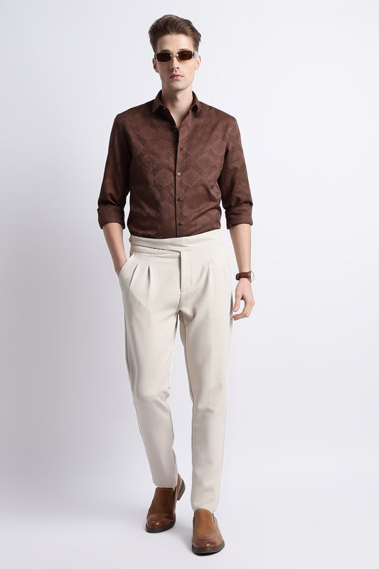 Textured Jacquard Shirt Dk Brown