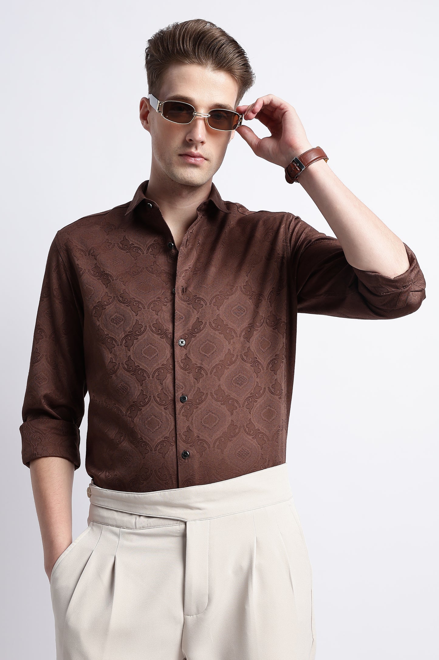 Textured Jacquard Shirt Dk Brown