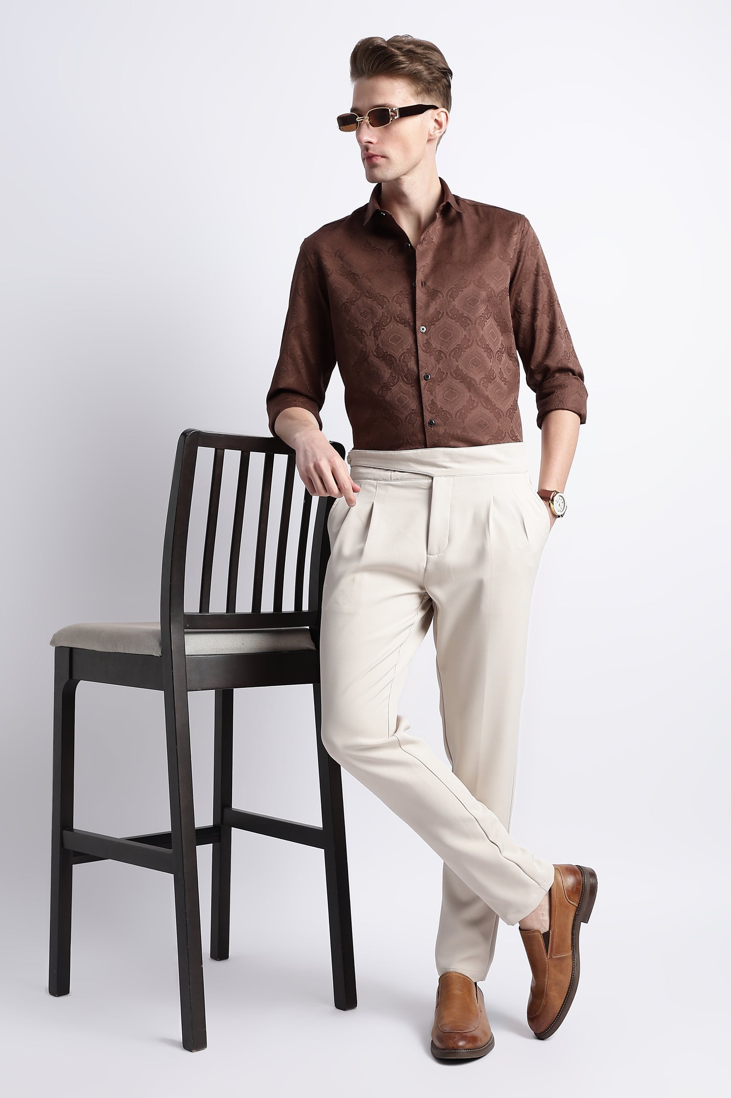 Textured Jacquard Shirt Dk Brown