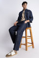 Indigo Wide-Leg Drawstring Denim Pants