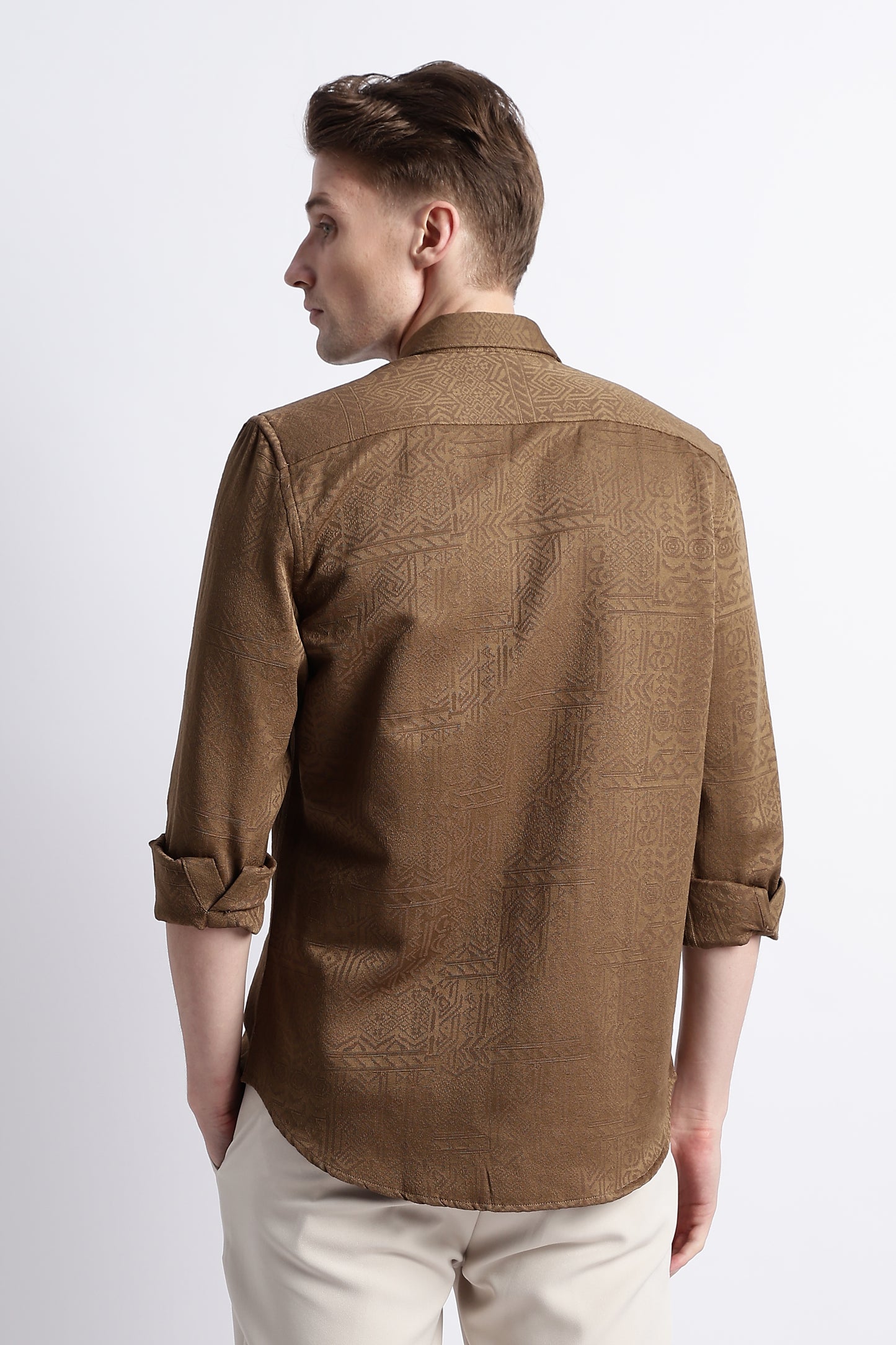 Textured Jacquard Shirt Brown