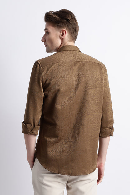 Textured Jacquard Shirt Brown