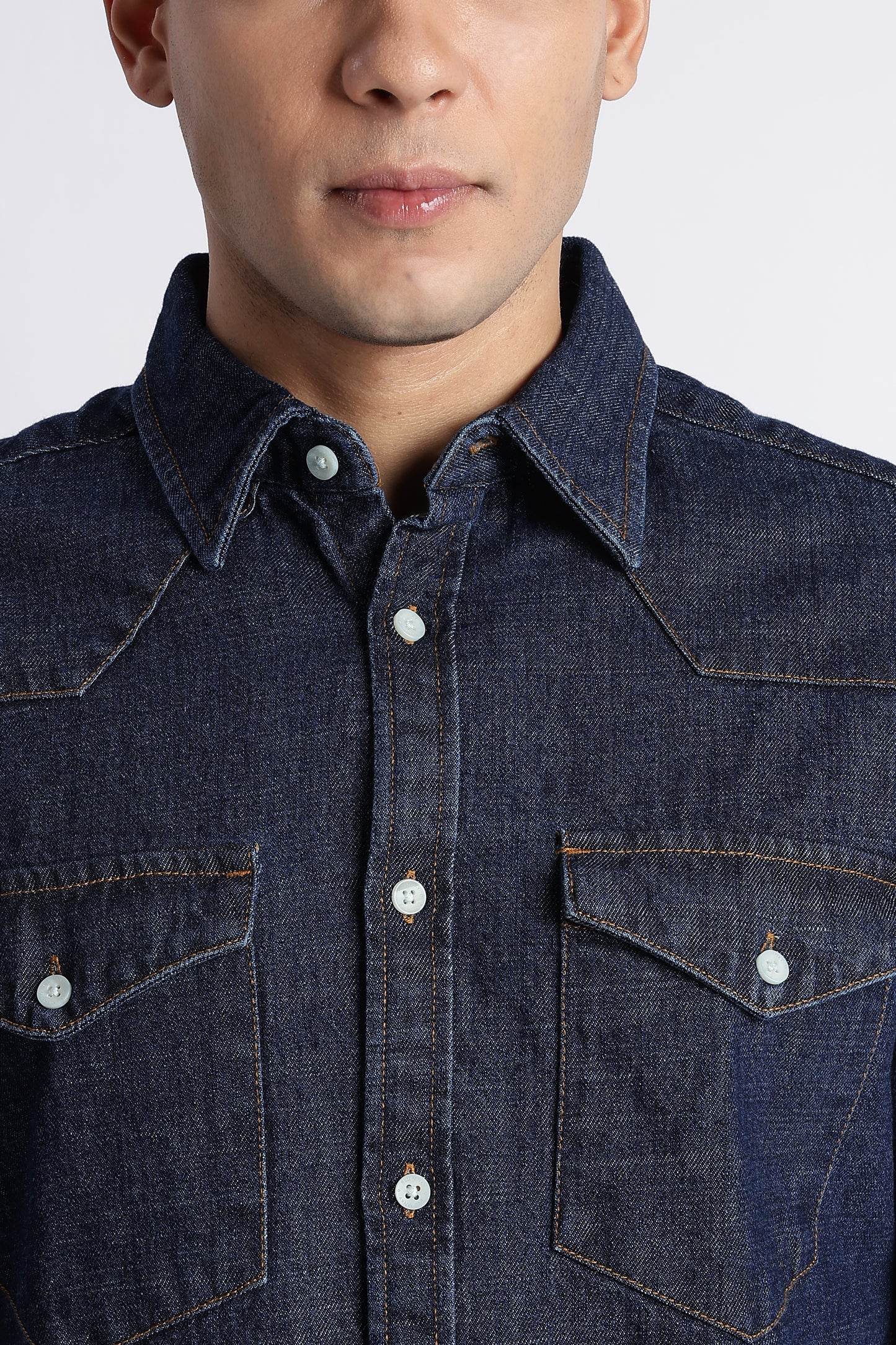 Indigo Western Denim Shirt for Men