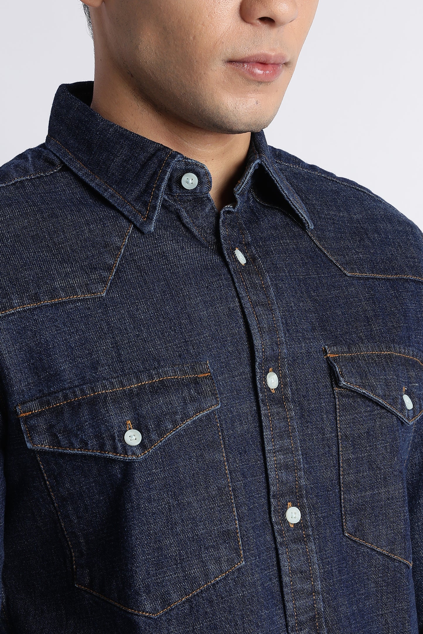 Indigo Western Denim Shirt for Men
