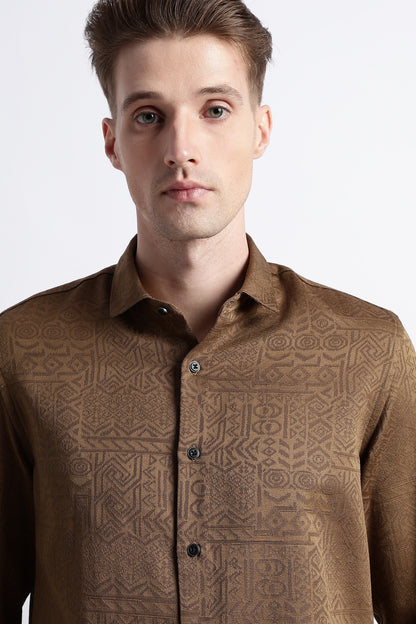 Textured Jacquard Shirt Brown
