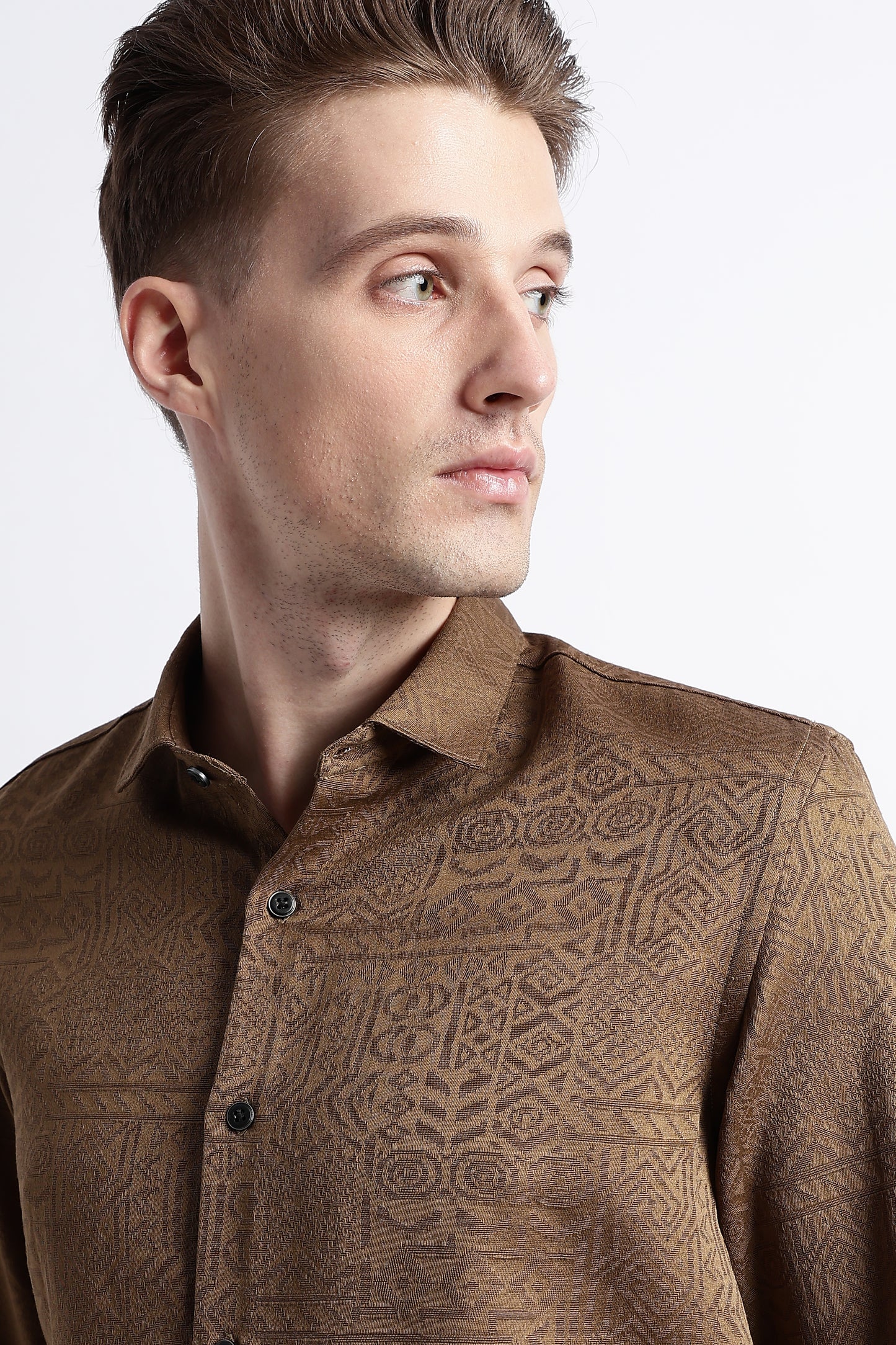 Textured Jacquard Shirt Brown
