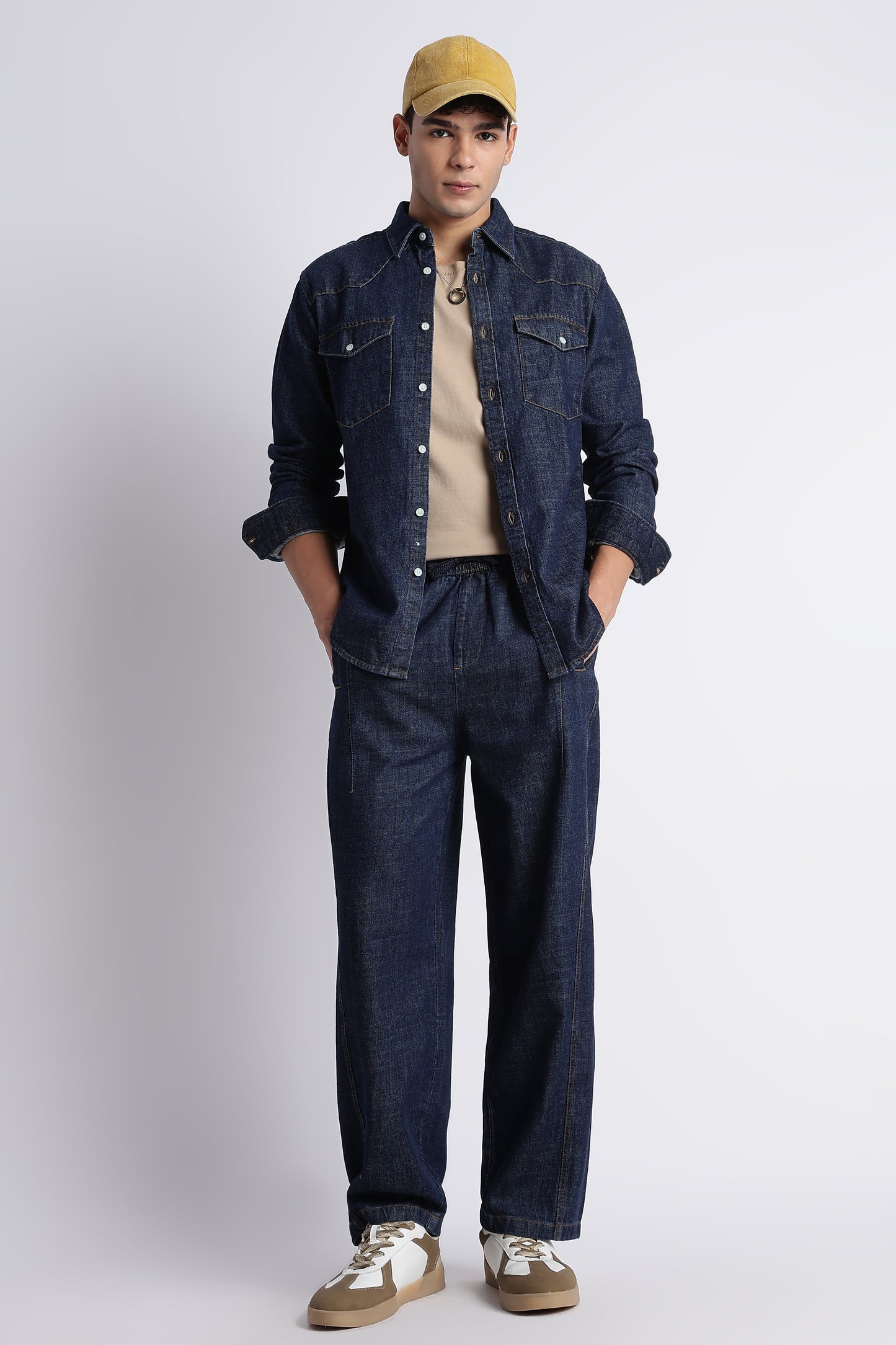 Indigo Western Denim Shirt for Men