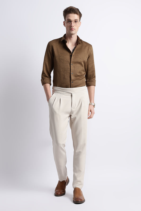 Textured Jacquard Shirt Brown