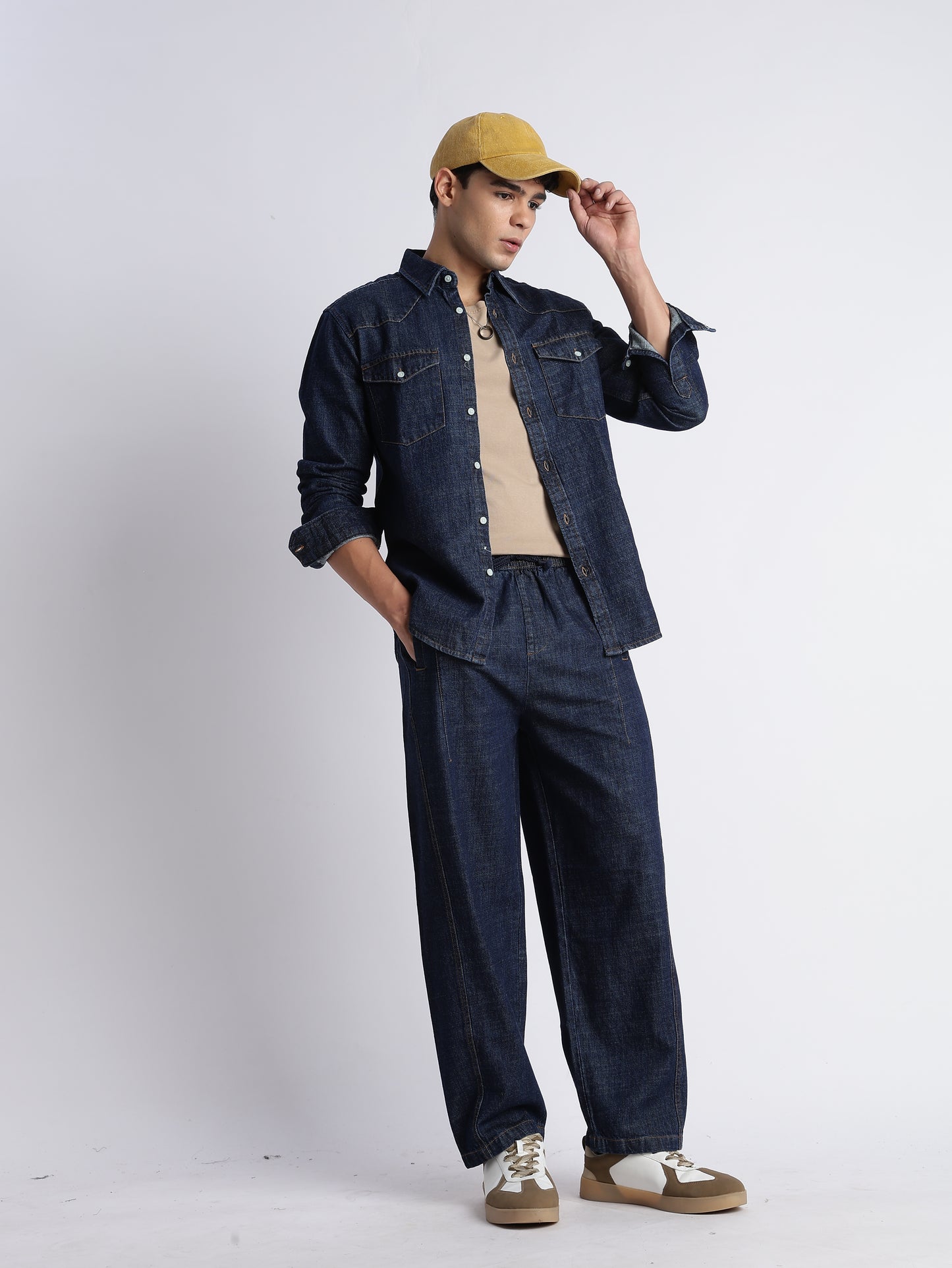 Indigo Western Denim Shirt for Men