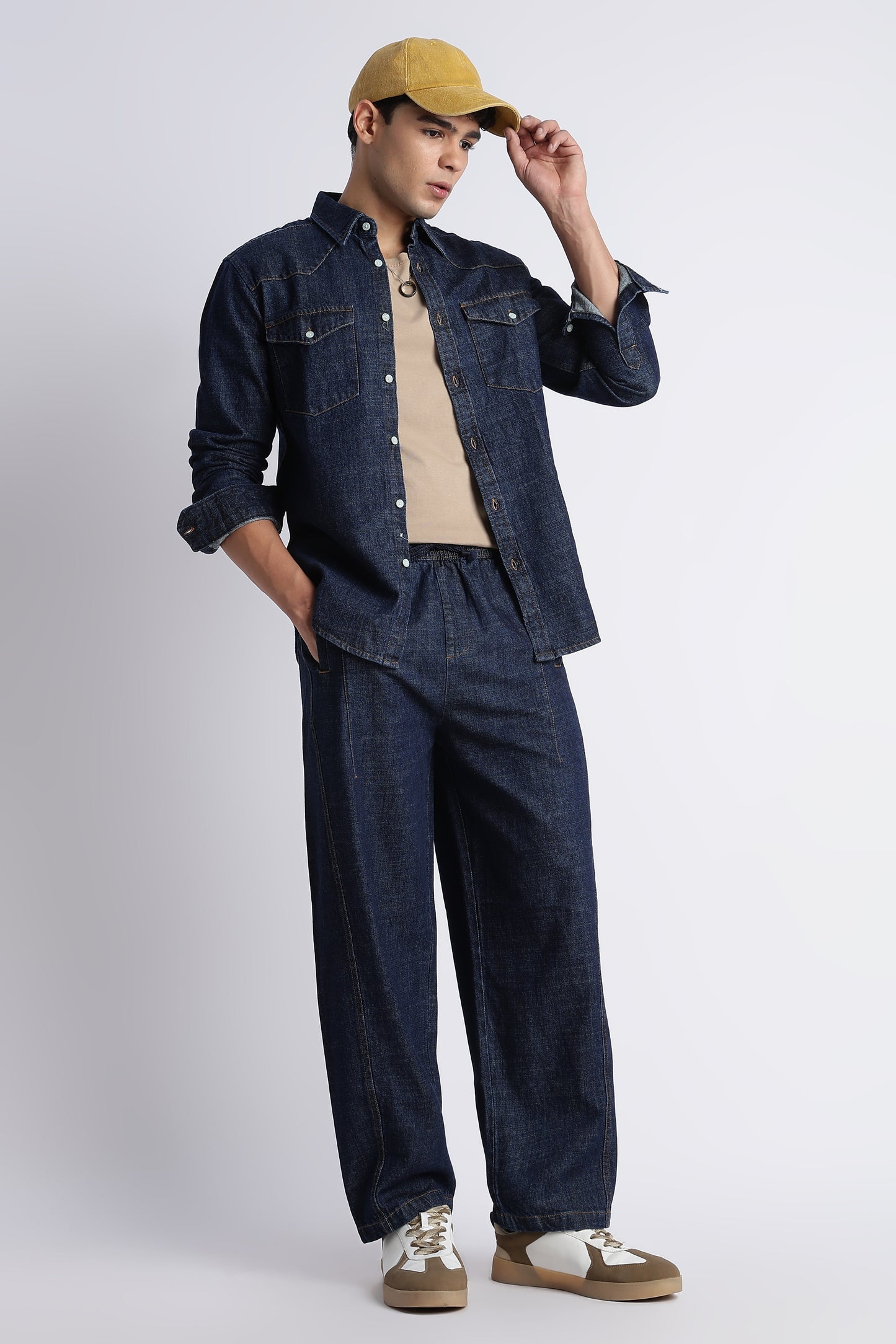 Indigo Western Denim Shirt for Men