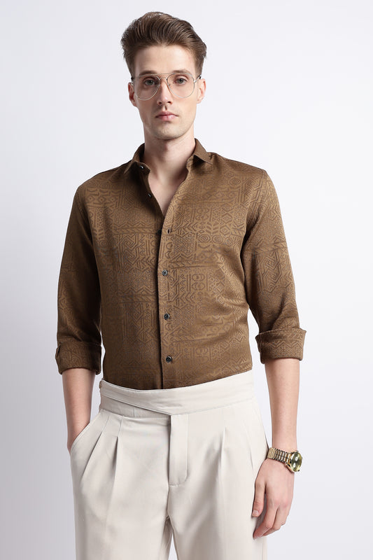 Textured Jacquard Shirt Brown