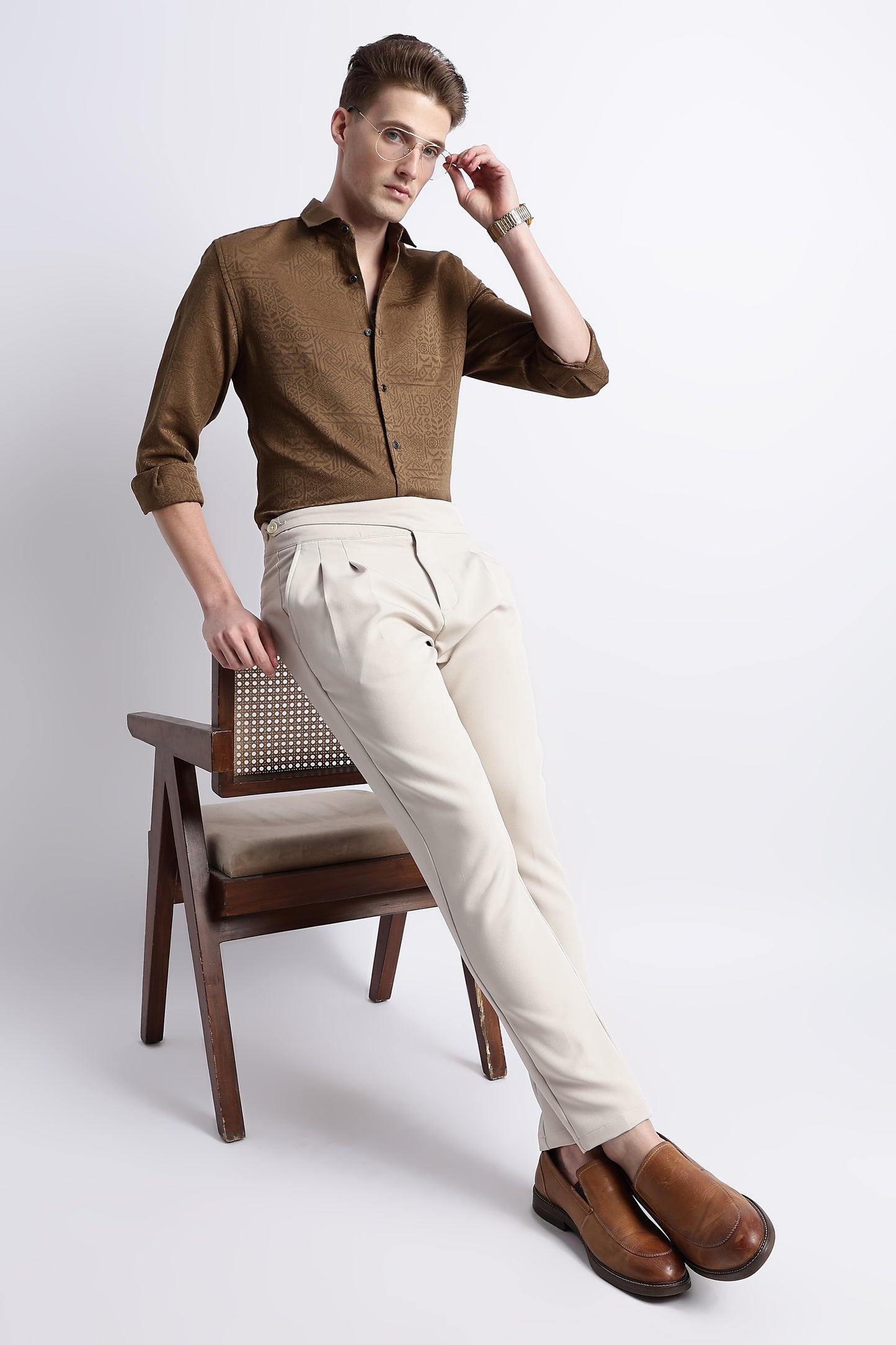 Textured Jacquard Shirt Brown