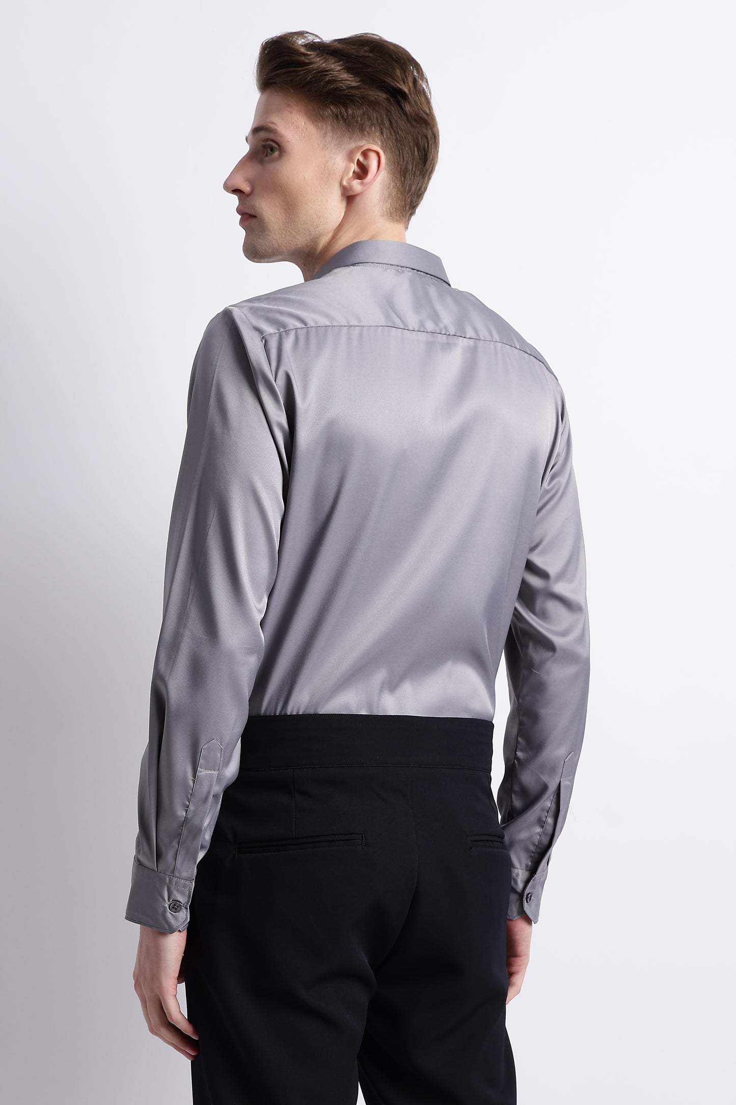 Smooth Satin Shirt Grey