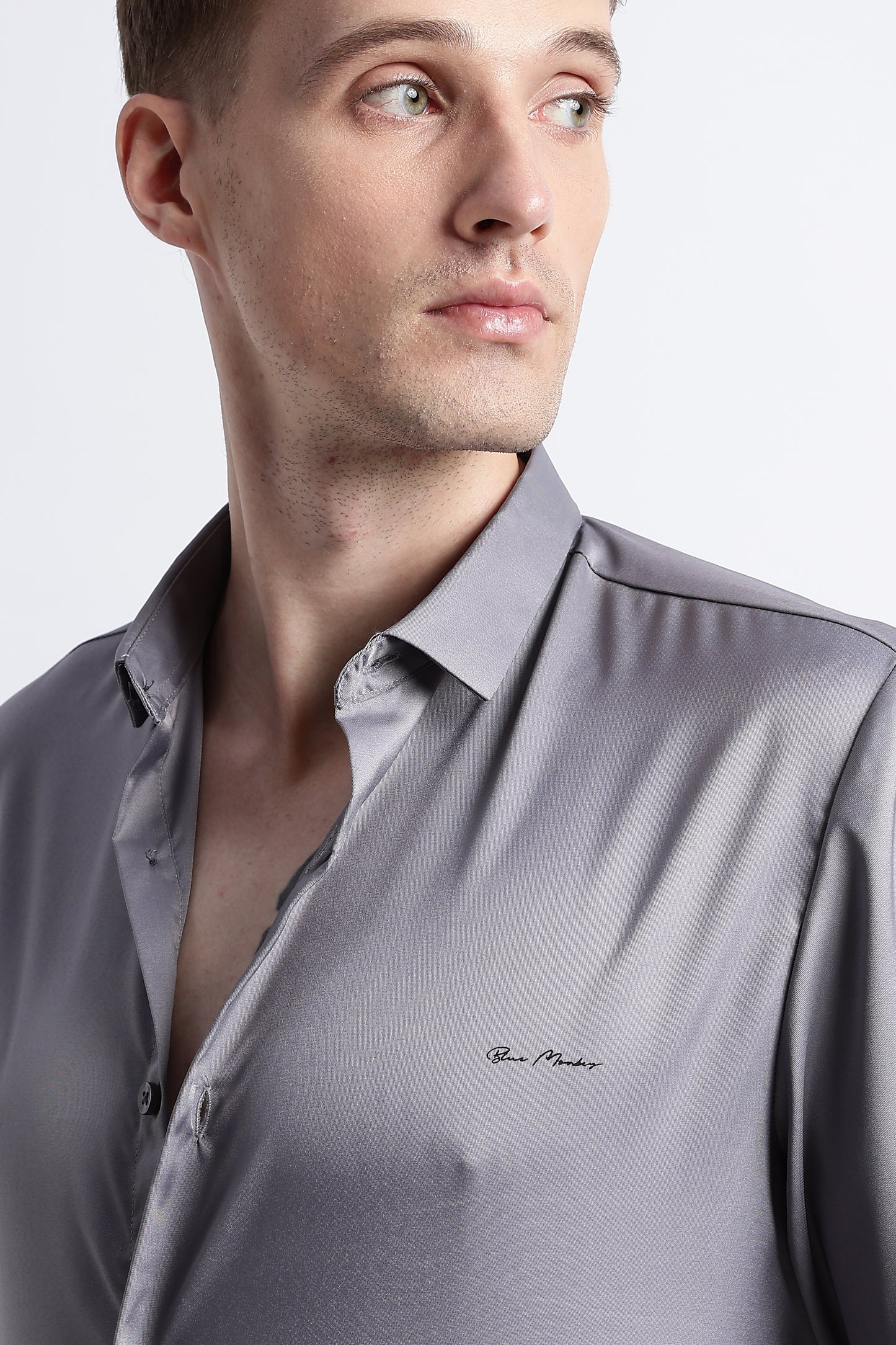 Smooth Satin Shirt Grey