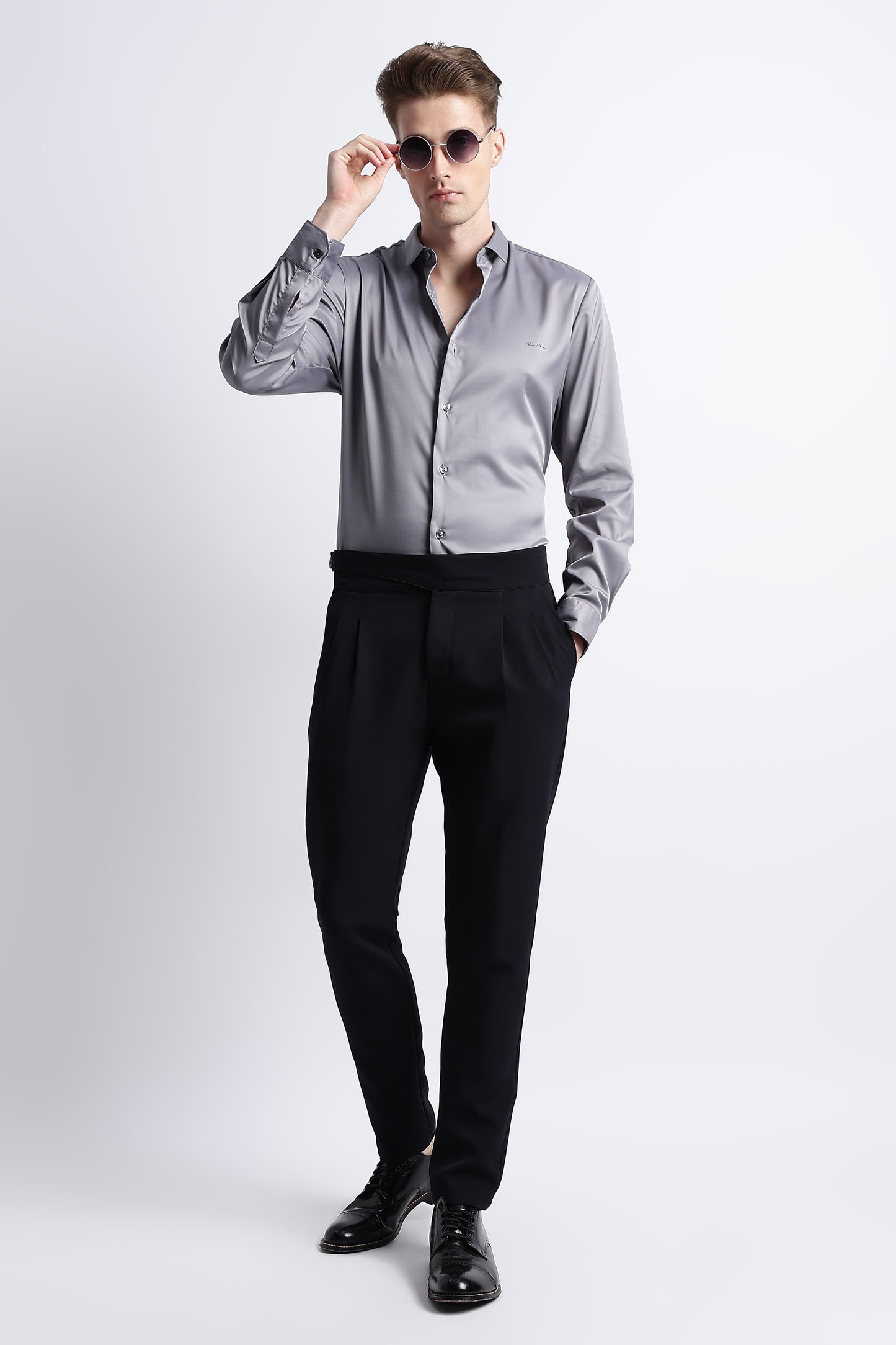 Smooth Satin Shirt Grey